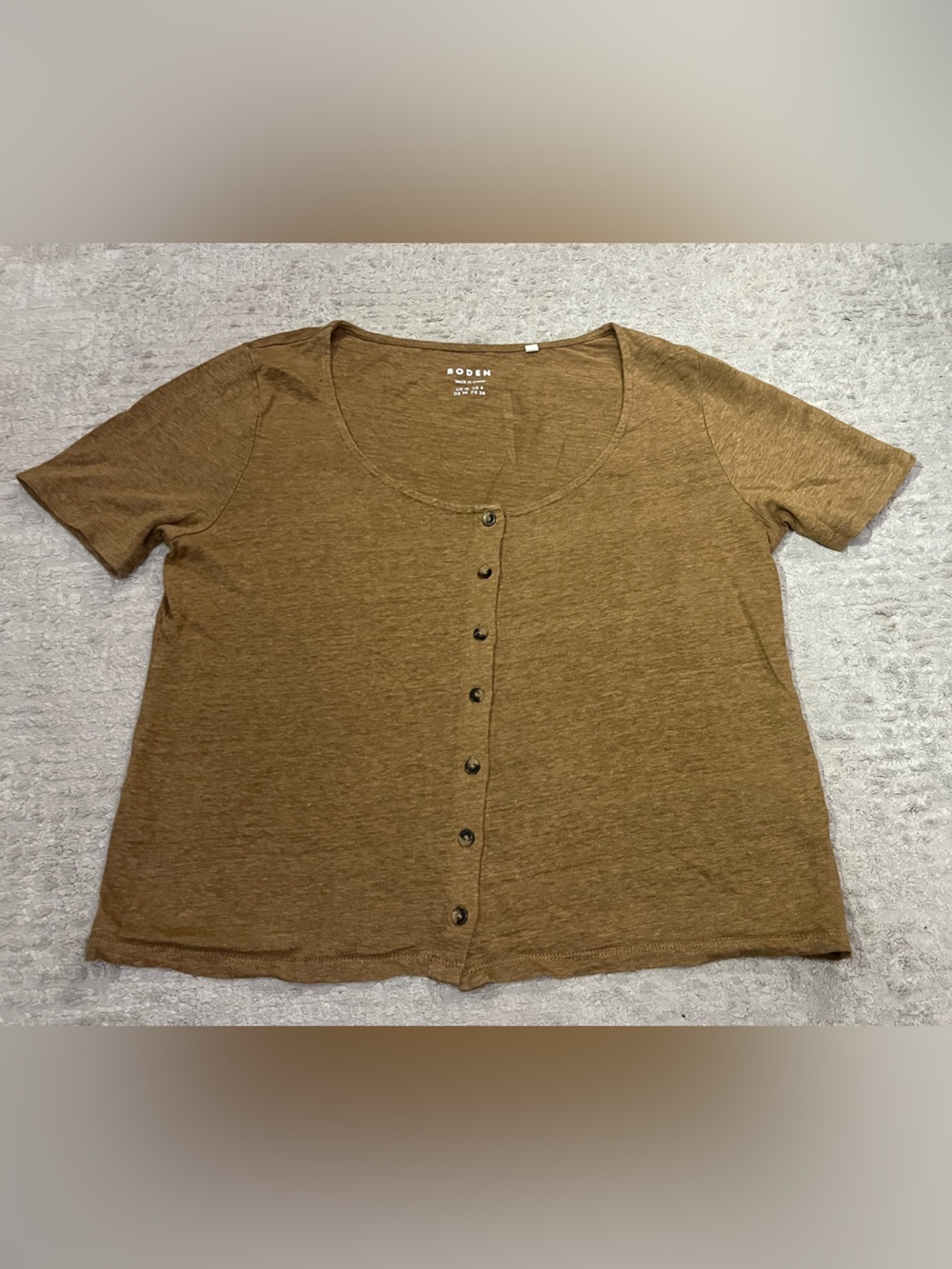 Boden Linen Button Wide Neck Top